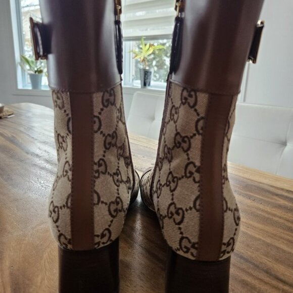 NWT Gucci GG Canvas Brown Monogram Ankle Boots - Picture 6 of 14